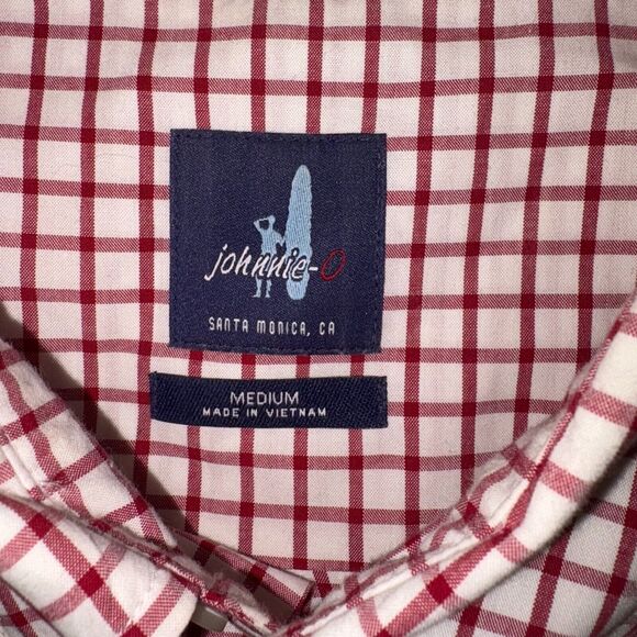 Johnnie O Maroon Plaid Long Sleeve Button Down Shirt Mens Medium/preppy/beachy - Picture 6 of 7